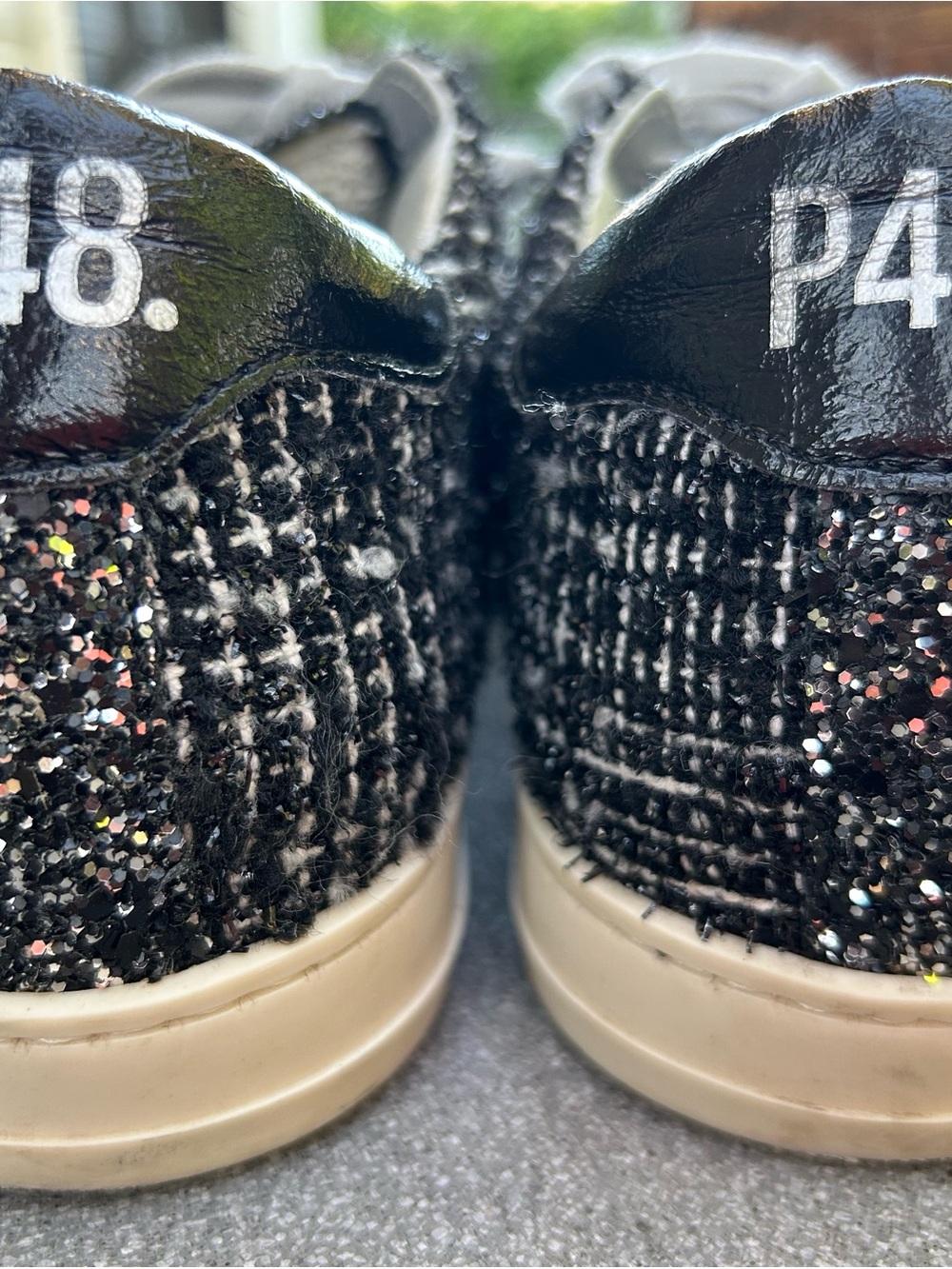 Like New P448 ‘John Shaka’ Black and Tweed Low Top Sneakers Women’s Size 8 - Picture 3 of 8